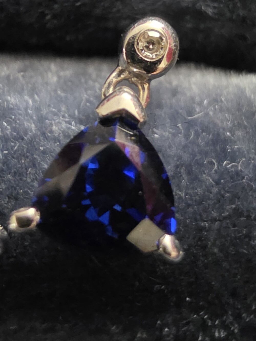 10k Sapphire, Diamond White Gold Earrings - Picture 4 of 11